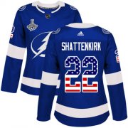 Cheap Adidas Lightning #22 Kevin Shattenkirk Blue Home Authentic USA Flag Women's 2020 Stanley Cup Champions Stitched NHL Jersey