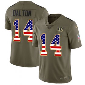 Wholesale Cheap Nike Bengals #14 Andy Dalton Olive/USA Flag Men\'s Stitched NFL Limited 2017 Salute To Service Jersey