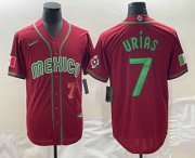 Cheap Men's Mexico Baseball #7 Julio Urias Number 2023 Red Green World Baseball Classic Stitched Jersey