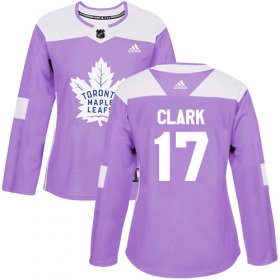 Wholesale Cheap Adidas Maple Leafs #17 Wendel Clark Purple Authentic Fights Cancer Women\'s Stitched NHL Jersey