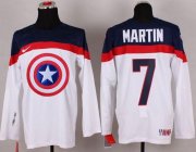 Wholesale Cheap Olympic Team USA #7 Paul Martin White Captain America Fashion Stitched NHL Jersey