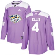 Wholesale Cheap Adidas Predators #4 Ryan Ellis Purple Authentic Fights Cancer Stitched NHL Jersey