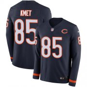 Wholesale Cheap Nike Bears #85 Cole Kmet Navy Blue Team Color Youth Stitched NFL Limited Therma Long Sleeve Jersey