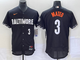 Wholesale Cheap Men\'s Baltimore Orioles #3 Jorge Mateo Number Black 2023 City Connect Flex Base Stitched Jersey
