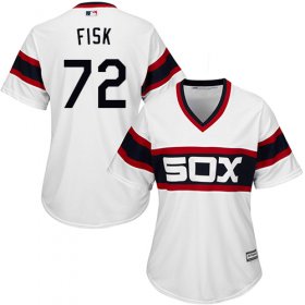 Wholesale Cheap White Sox #72 Carlton Fisk White Alternate Home Women\'s Stitched MLB Jersey