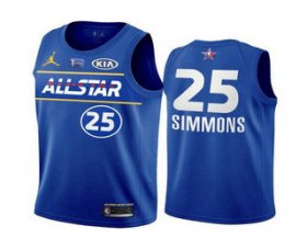Wholesale Cheap Men\'s 2021 All-Star #25 Ben Simmons Blue Eastern Conference Stitched NBA Jersey