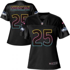 Wholesale Cheap Nike Seahawks #25 Richard Sherman Black Women\'s NFL Fashion Game Jersey