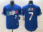 Cheap Men's Los Angeles Dodgers #7 Julio Urias Number Blue Cool Base Stitched Jersey04