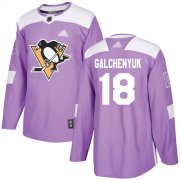 Wholesale Cheap Adidas Penguins #18 Alex Galchenyuk Purple Authentic Fights Cancer Stitched NHL Jersey