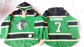 Wholesale Cheap Blackhawks #7 Brent Seabrook Green St. Patrick\'s Day McNary Lace Hoodie Stitched NHL Jersey