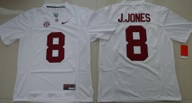Wholesale Cheap Men\'s Alabama Crimson Tide #8 Julio Jones White Limited Stitched College Football Nike NCAA Jersey