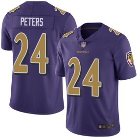 Wholesale Cheap Nike Ravens #24 Marcus Peters Purple Men\'s Stitched NFL Limited Rush Jersey