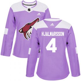 Wholesale Cheap Adidas Coyotes #4 Niklas Hjalmarsson Purple Authentic Fights Cancer Women\'s Stitched NHL Jersey