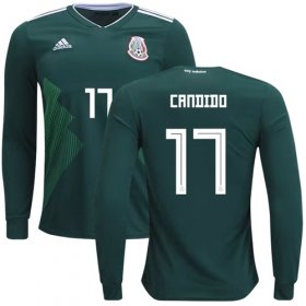 Wholesale Cheap Mexico #17 Candido Home Long Sleeves Soccer Country Jersey