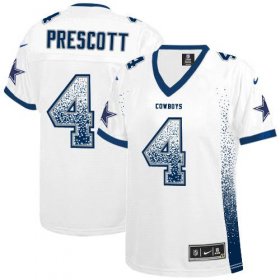 Wholesale Cheap Nike Cowboys #4 Dak Prescott White Women\'s Stitched NFL Elite Drift Fashion Jersey