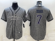 Wholesale Cheap Men's Dallas Cowboys #7 Trevon Diggs Grey Gridiron With Patch Cool Base Stitched Baseball Jersey