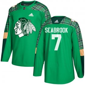 Wholesale Cheap Adidas Blackhawks #7 Brent Seabrook adidas Green St. Patrick\'s Day Authentic Practice Stitched NHL Jersey