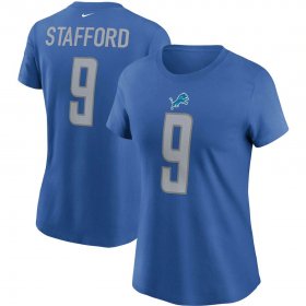 Wholesale Cheap Detroit Lions #9 Matthew Stafford Nike Women\'s Team Player Name & Number T-Shirt Blue