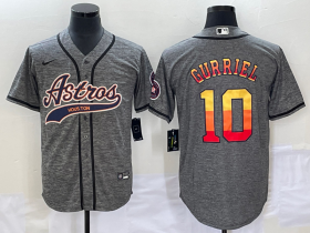 Wholesale Cheap Men\'s Houston Astros #10 Yuli Gurriel Grey Gridiron Cool Base Stitched Baseball Jersey