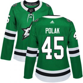 Cheap Adidas Stars #45 Roman Polak Green Home Authentic Women\'s Stitched NHL Jersey