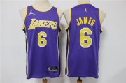 Wholesale Cheap Men's Los Angeles Lakers #6 LeBron James Purple Jordan 75th Anniversary Diamond 2021 Stitched Jersey