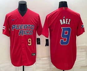 Cheap Men\'s Puerto Rico Baseball #9 Javier Baez Number 2023 Red World Baseball Classic Stitched Jerseys