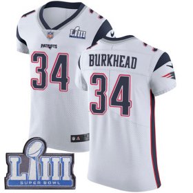 Wholesale Cheap Nike Patriots #34 Rex Burkhead White Super Bowl LIII Bound Men\'s Stitched NFL Vapor Untouchable Elite Jersey