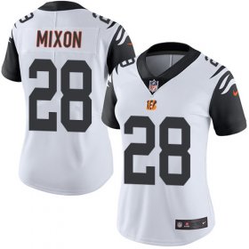 Wholesale Cheap Nike Bengals #28 Joe Mixon White Women\'s Stitched NFL Limited Rush Jersey