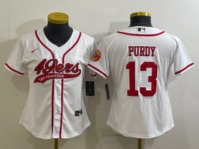 Wholesale Cheap Women\'s San Francisco 49ers #13 Brock Purdy White With Patch Cool Base Stitched Baseball Jersey