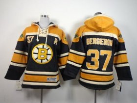 Wholesale Cheap Bruins #37 Patrice Bergeron Black Sawyer Hooded Sweatshirt Stitched Youth NHL Jersey