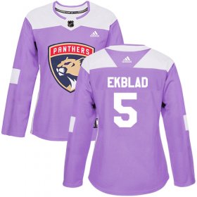 Wholesale Cheap Adidas Panthers #5 Aaron Ekblad Purple Authentic Fights Cancer Women\'s Stitched NHL Jersey