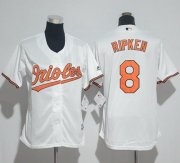Wholesale Cheap Orioles #8 Cal Ripken White Home Women's Stitched MLB Jersey