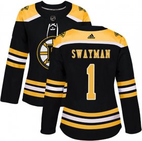 Wholesale Cheap Women\'s Boston Bruins #1 Jeremy Swayman Adidas Authentic Home Jersey - Black