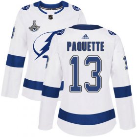 Cheap Adidas Lightning #13 Cedric Paquette White Road Authentic Women\'s 2020 Stanley Cup Champions Stitched NHL Jersey