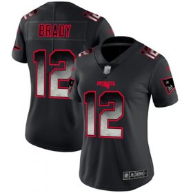 Wholesale Cheap Nike Patriots #12 Tom Brady Black Women\'s Stitched NFL Vapor Untouchable Limited Smoke Fashion Jersey