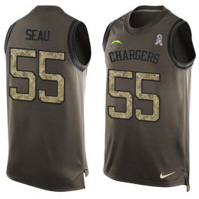Wholesale Cheap Nike Chargers #55 Junior Seau Green Men\'s Stitched NFL Limited Salute To Service Tank Top Jersey