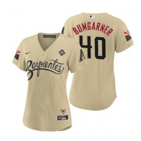 Women\'s Arizona Diamondbacks #40 Madison Bumgarner Gold 2023 World Series City Connect Stitched Baseball Jersey(Run Small)