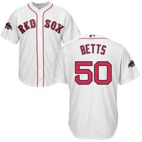 Wholesale Cheap Red Sox #50 Mookie Betts White New Cool Base 2018 World Series Stitched MLB Jersey