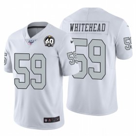 Wholesale Cheap Nike Raiders #59 Tahir Whitehead White 60th Anniversary Patch Men\'s Stitched NFL 100 Limited Color Rush Jersey