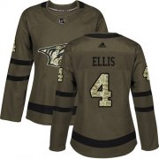 Wholesale Cheap Adidas Predators #4 Ryan Ellis Green Salute to Service Women's Stitched NHL Jersey