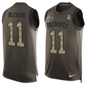 Wholesale Cheap Nike Patriots #11 Drew Bledsoe Green Men\'s Stitched NFL Limited Salute To Service Tank Top Jersey