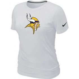 Wholesale Cheap Women\'s Nike Minnesota Vikings Logo NFL T-Shirt White