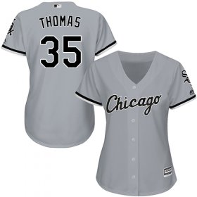 Wholesale Cheap White Sox #35 Frank Thomas Grey Road Women\'s Stitched MLB Jersey