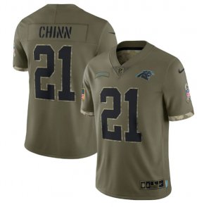 Wholesale Cheap Men\'s Carolina Panthers #21 Jeremy Chinn 2022 Olive Salute To Service Limited Stitched Jersey