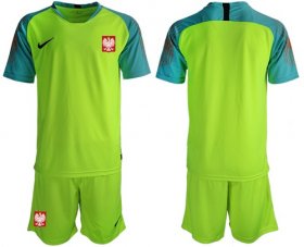 Wholesale Cheap Poland Blank Shiny Green Goalkeeper Soccer Country Jersey