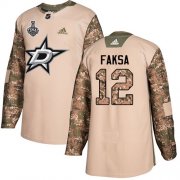 Cheap Adidas Stars #12 Radek Faksa Camo Authentic 2017 Veterans Day Youth 2020 Stanley Cup Final Stitched NHL Jersey