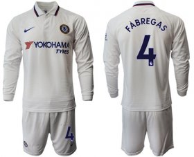 Wholesale Cheap Chelsea #4 Fabregas Away Long Sleeves Soccer Club Jersey