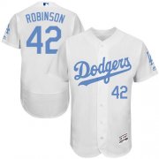 Wholesale Cheap Dodgers #42 Jackie Robinson White Flexbase Authentic Collection Father's Day Stitched MLB Jersey