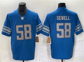 Cheap Men\'s Detroit Lions #58 Penei Sewell Blue 2023 F.U.S.E. Vapor Untouchable Limited Stitched Jersey
