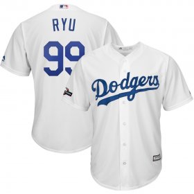 Wholesale Cheap Los Angeles Dodgers #99 Hyun-Jin Ryu Majestic 2019 Postseason Home Official Cool Base Player Jersey White
